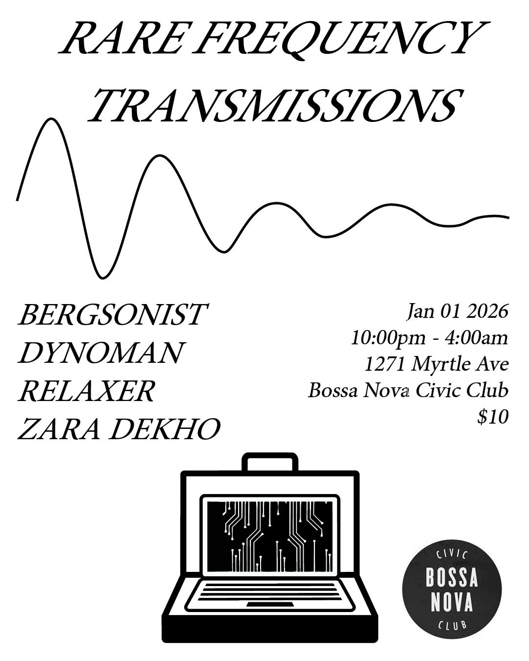 Rare Frequency Transmissions: Bergsonist, Dynoman, Relaxer, Zara Dekho
