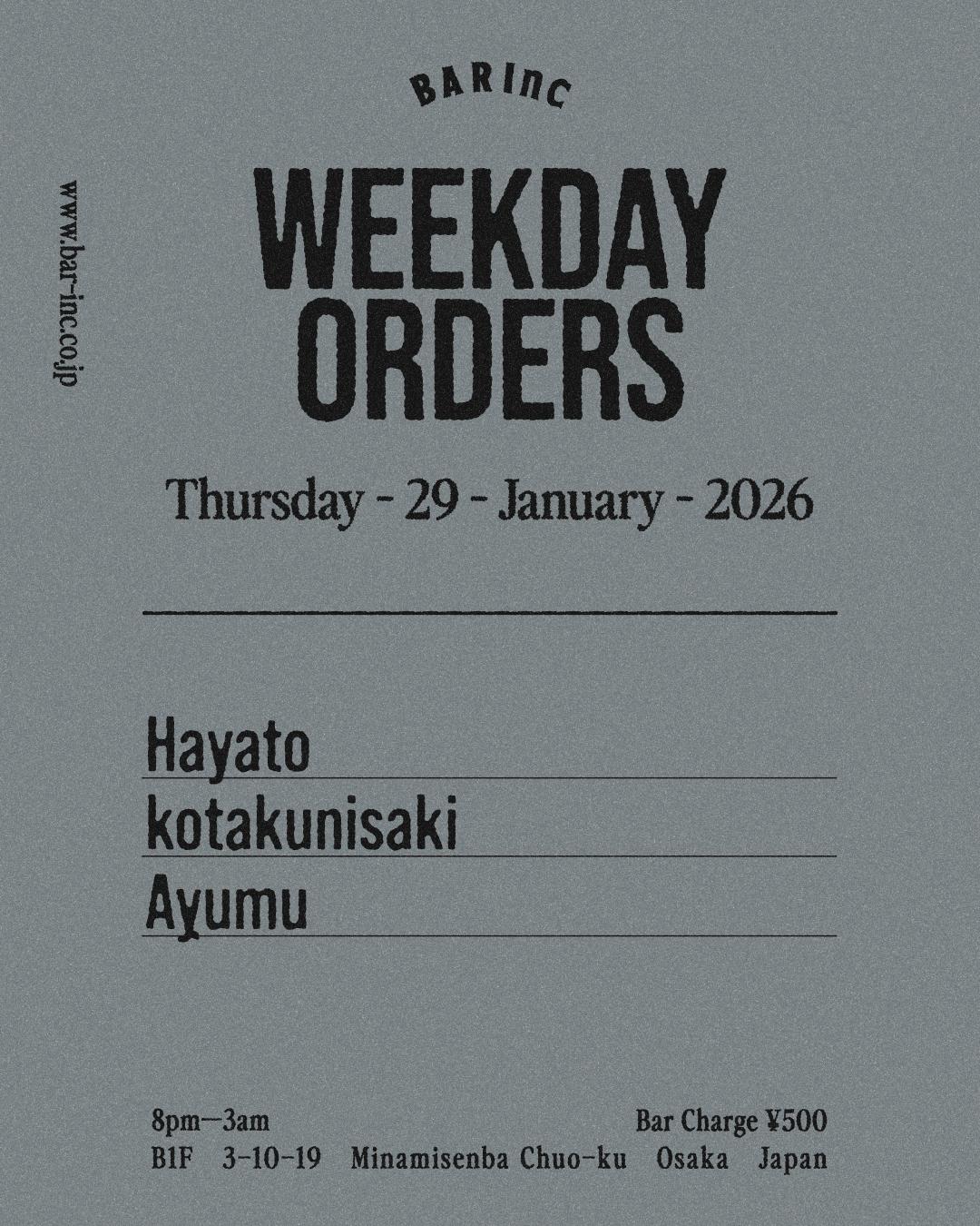 Weekday Orders
