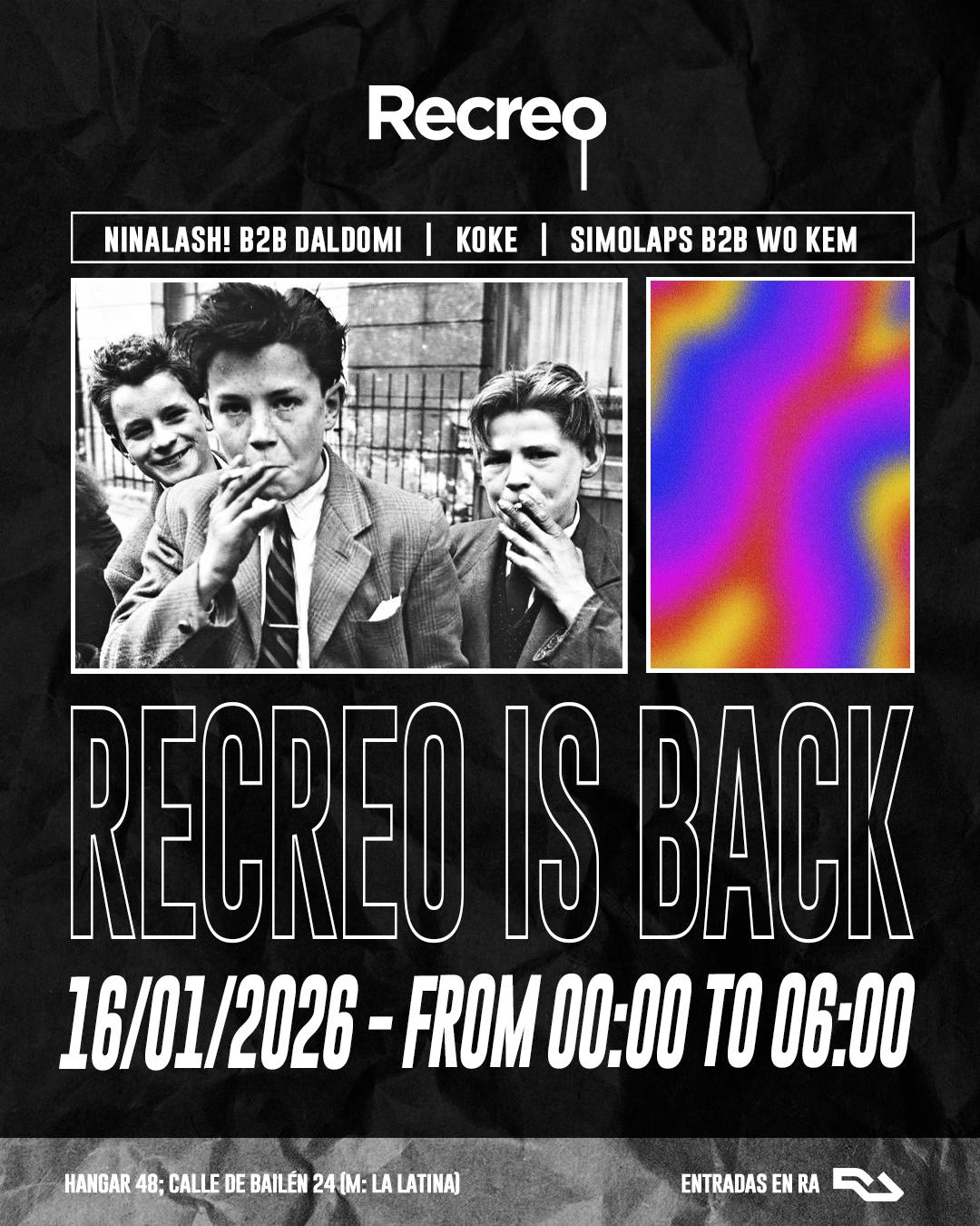 Recreo: Ninalash, Daldomi Simolaps, Wo Kem, Koke