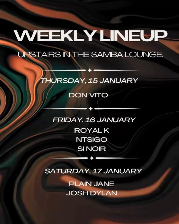 Samba Lounge Weekly Lineup