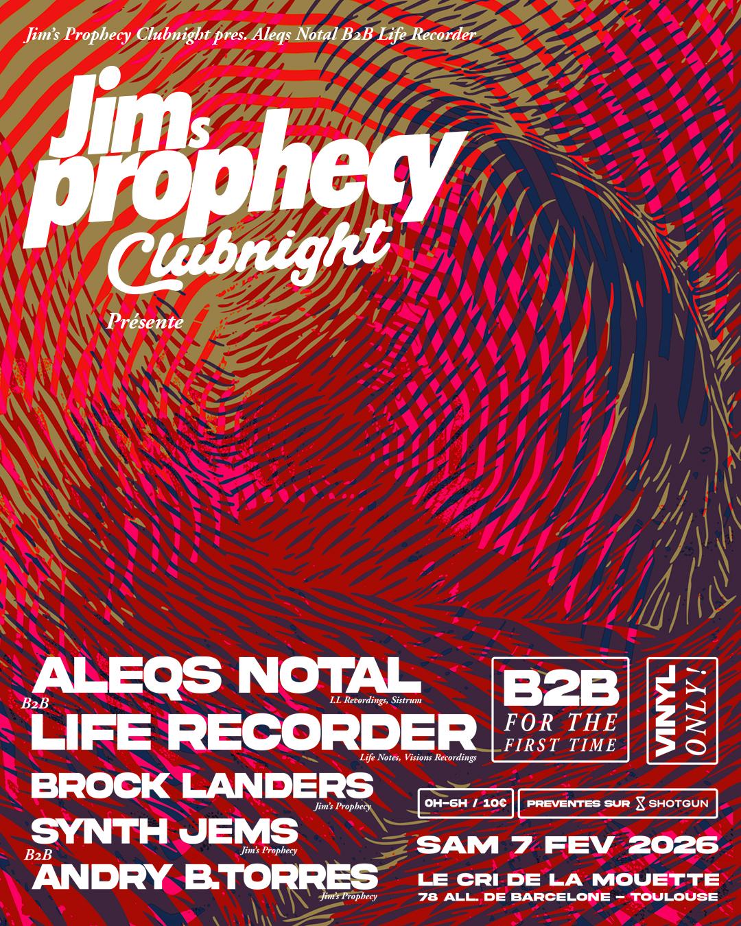 Jim'S Prophecy Clubnight Pres. Aleqs Notal B2B Life Recorder Vinyl Only
