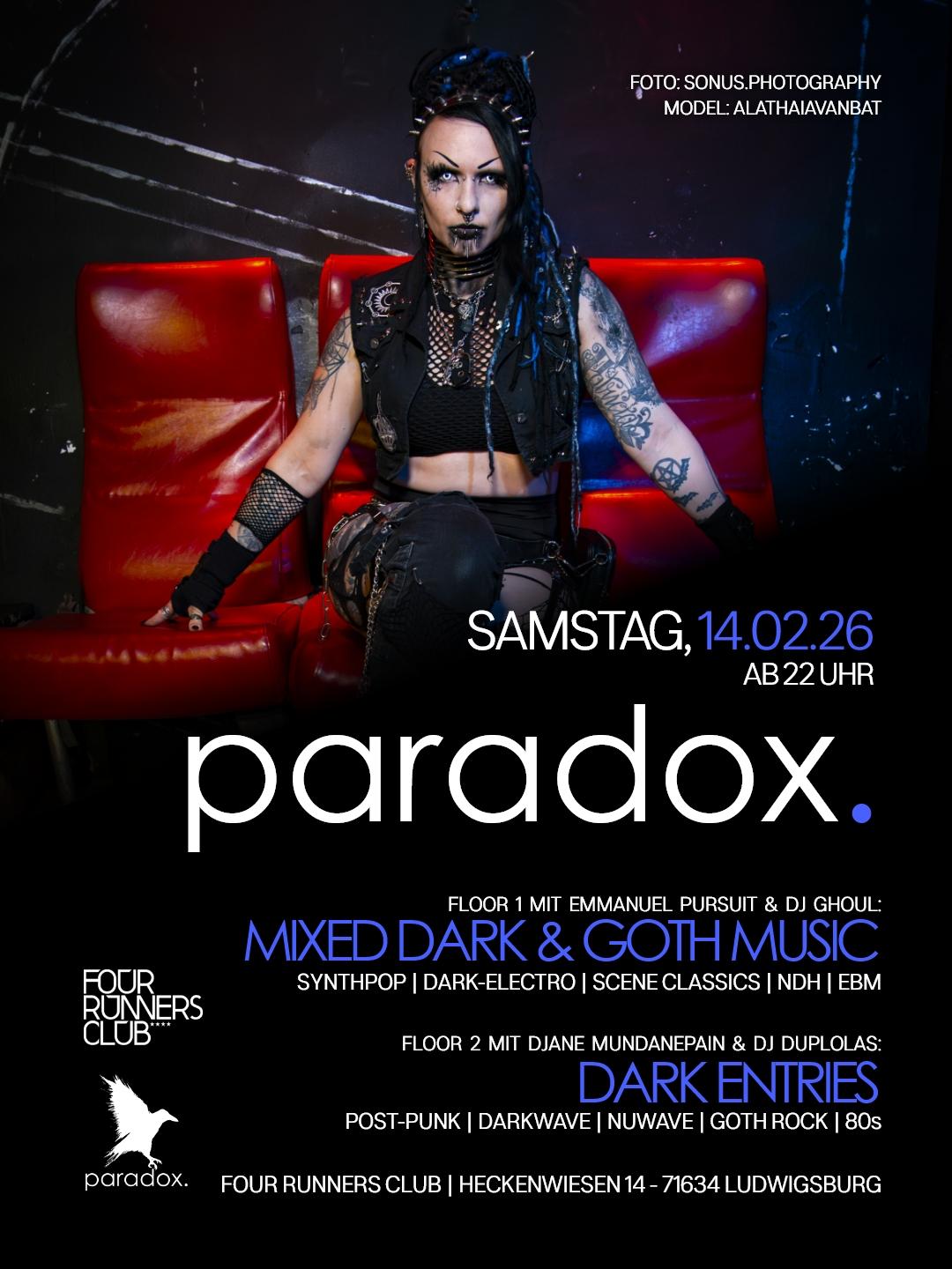 Paradox. Ludwigsburg - All Styles Of Gothic & Dark Music + Post-Punk, Darkwave, Oldschool
