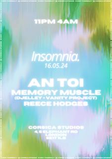 Insomnia London: An Toi, Memory Muscle (Vanity Project, Djelley), Reece Hodges