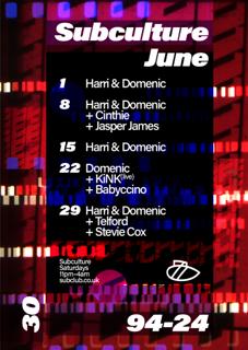 Subculture With Harri & Domenic + Telford + Stevie Cox (Summer Resident'S Party)