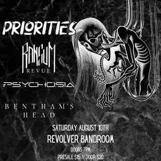 Bandroom: Priorities With Special Guests Ransom Revue, Psychosia, Bentham'S Head