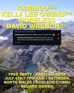 Free Party: Caribou (Dj) Kelly Lee Owens (Dj) Koreless (Live) David Wrench (Dj)