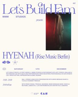 Mimm X T.O.N.E.S Presents Hyenah [Rise Music Berlin] (Q&A + Live Set)