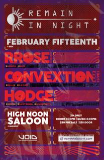 Remain In Night: Rrose, Convextion Aka E.R.P. (Live), Hodge