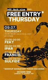 DARK NINE pres. Free* Entry Thursday