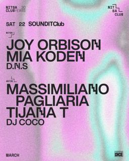 Soundit Club: Joy Orbison · Mia Koden · D.N.S / Massimiliano Pagliaria · Tijana T · Dj Coco