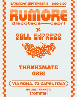 Rumore Rumore Season 25 Party N. 36 W/ Soul Express & Thanksmate & Obbi