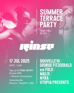 Rinse Summer Terrace Party - 17Th July