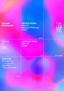 Renate Klubnacht W Benabou, Phazer B2B Partial Elements, Tièmoko Koné, Alexkid, Johannes Albert