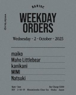 Weekday Orders