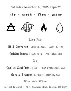 Air: Earth: Fire: Water