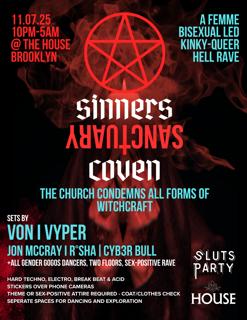 $Luts Party Presents Sinners Sanctuary: Coven (A Femme & Bi Led Queer- Kinky Hell Rave)