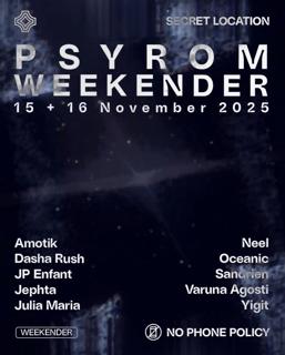 Psyrom Weekender 16.11 / Dasha Rush, Sandrien, Oceanic, Jp Enfant, Varuna Agosti, Jephta
