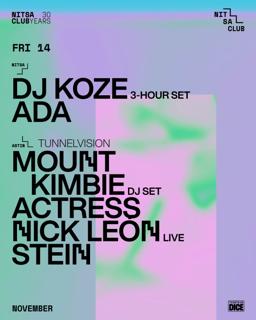 Dj Koze 3-Hour Set · Ada / Tunnelvision: Mount Kimbie Dj · Actress · Nick León Live · Stein