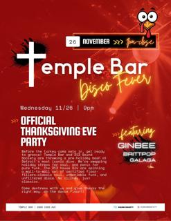 Temple Bar Official Thanksgiving Eve Disco: Ginbee, Brittpop, Dj Galaga