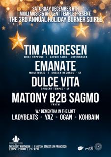 Mioli Music & Opulent Temple Present: The 3Rd Annual Holiday Burner Soirée