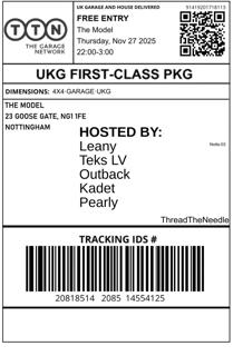 Ttn: House & Garage Night (Free Entry)