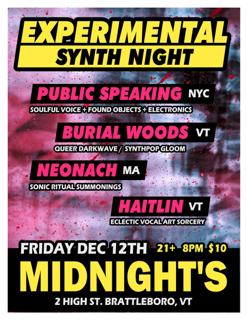 Public Speaking, Burial Woods, Neonach, Haitlin